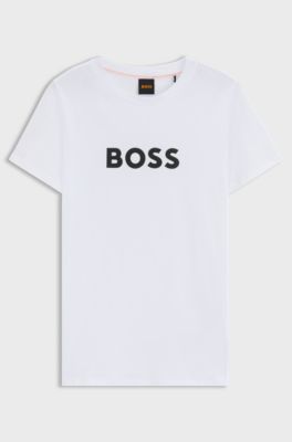 Cotton-jersey T-shirt with contrast logo, White