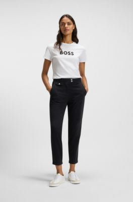 Cotton-jersey T-shirt with contrast logo, White