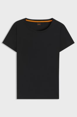 Slim-fit T-shirt in cotton with logo detail, Black