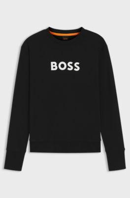 Cotton-terry sweatshirt with large logo, Black
