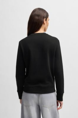 Cotton-terry sweatshirt with contrast logo, Black