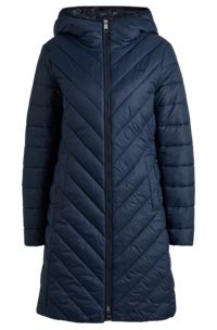 Regular fit vandskyende jakke med tone-i-tone logo, Mørkeblå