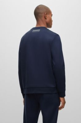 BOSS - Cotton-piqué sweatshirt with mirror-effect logo 