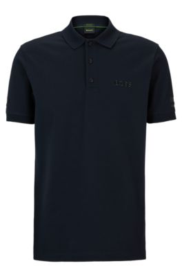 BOSS - Stretch-cotton polo shirt with foil-print logo