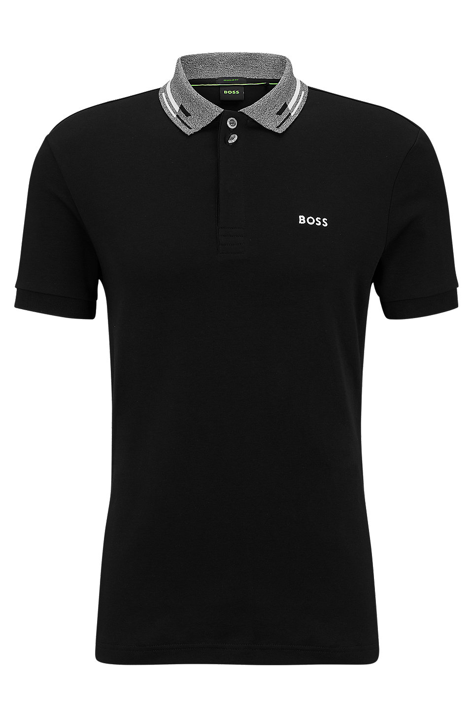 BOSS - 자수 로고 인터로크 코튼 폴로 셔츠