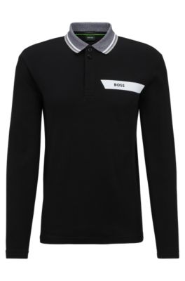 BOSS Interlockcotton polo shirt with stripe and logo