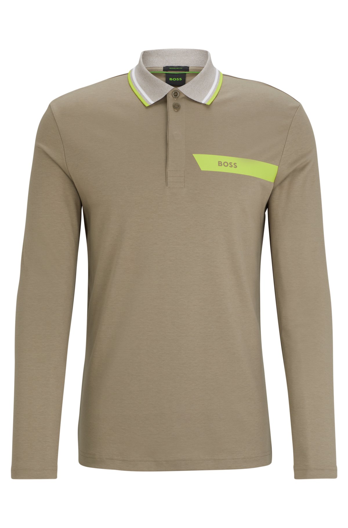 Botanik pegs indhold BOSS - Interlock-cotton polo shirt with stripe and logo