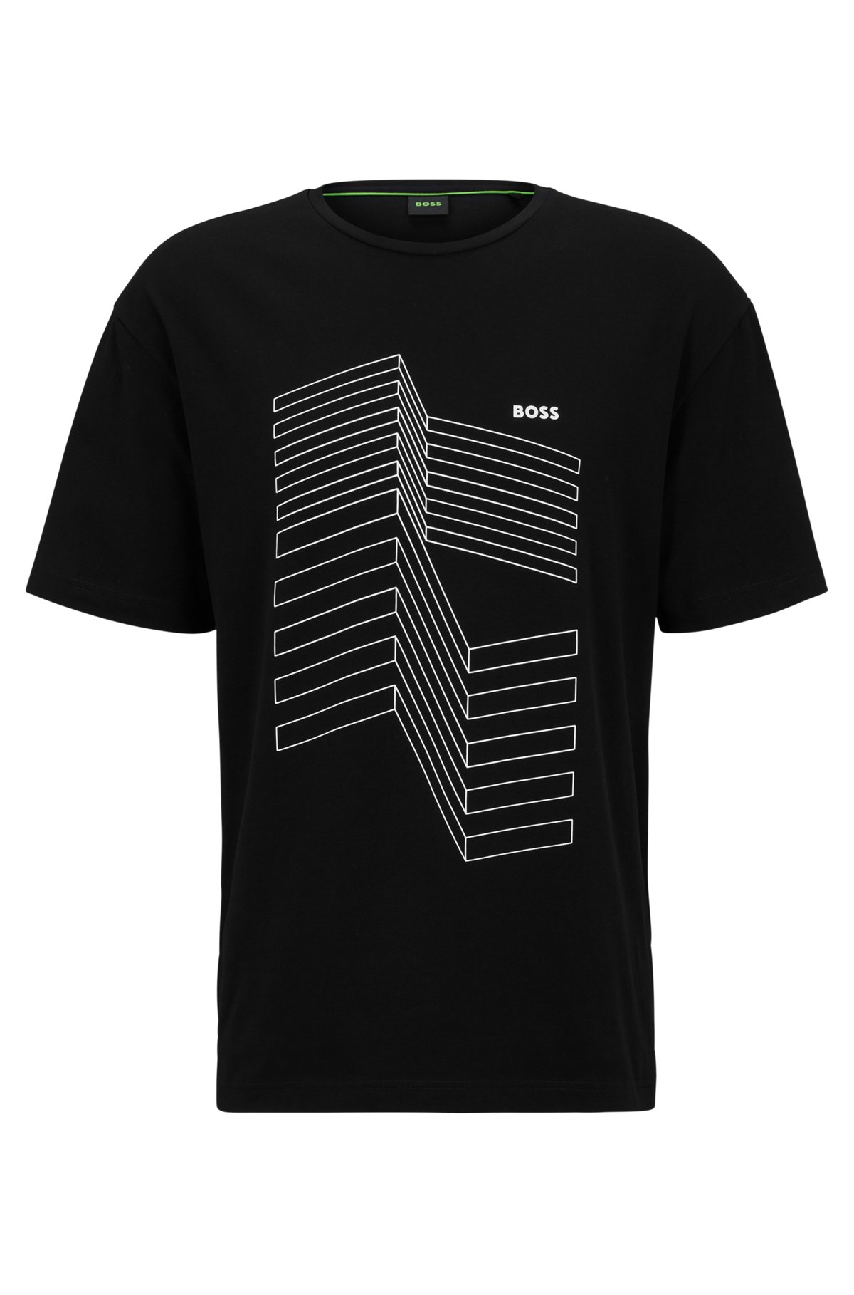 Relaxed-Fit T-Shirt aus Stretch-Baumwolle mit Logo-Artwork, Schwarz