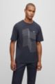 Relaxed-Fit T-Shirt aus Stretch-Baumwolle mit Logo-Artwork, Dunkelblau
