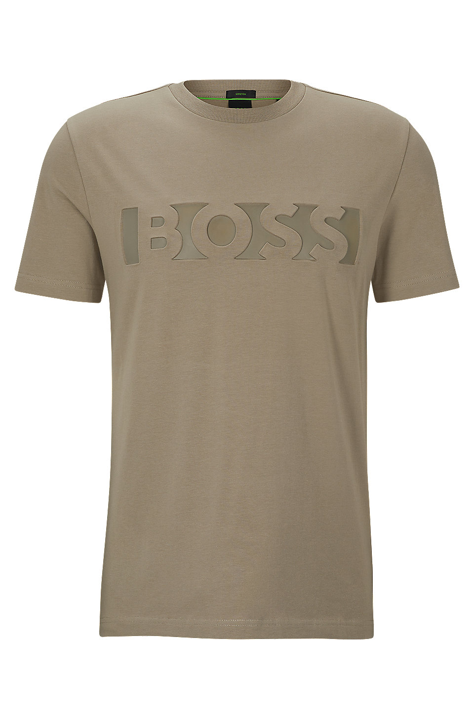 BOSS - Stretch-cotton T-shirt with embossed-logo artwork