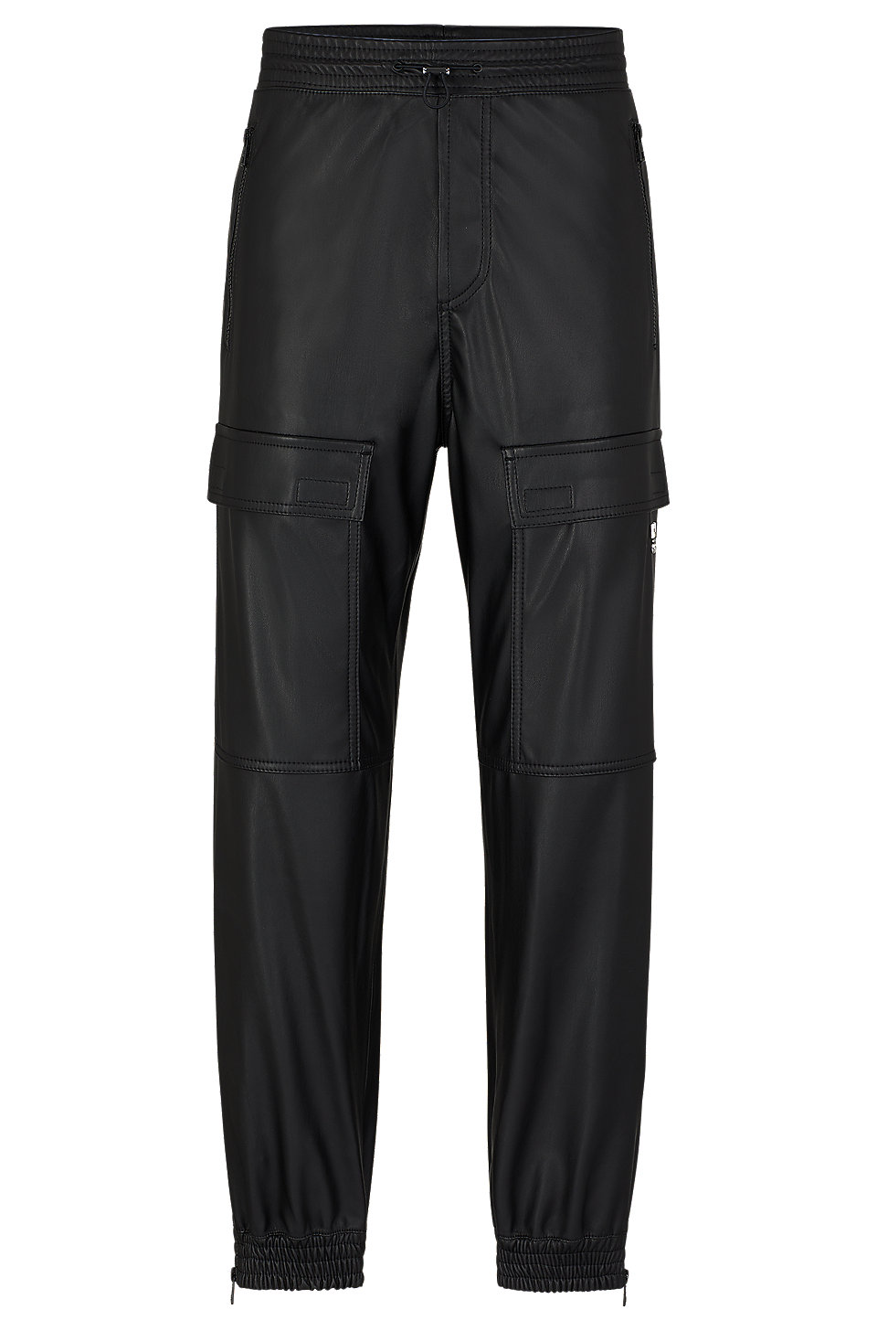 HUGO - Cuffed regular-fit cargo trousers in faux leather