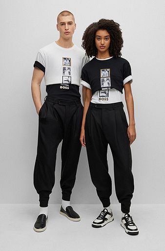 BOSS x Bruce Lee ジェンダーニュートラル Tシャツ スペシャルアートワーク, ブラック