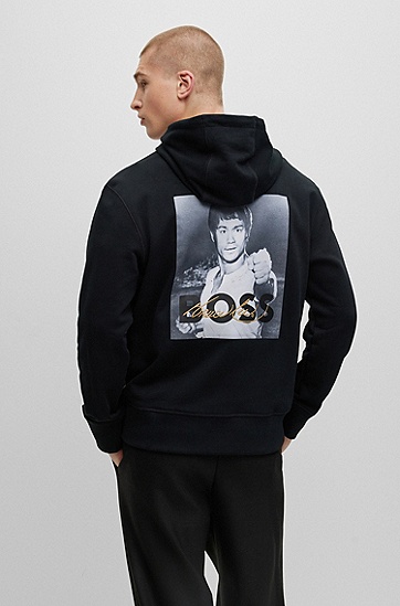 BOSS 博斯BOSS x Bruce Lee 特别艺术图案中性连帽衫,  001_Black