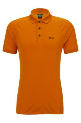 Hugo Boss Slim-fit Polo Shirt In Structured Jersey In Orange