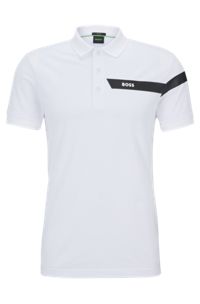 Slim-fit polo shirt with stripe and logo, White