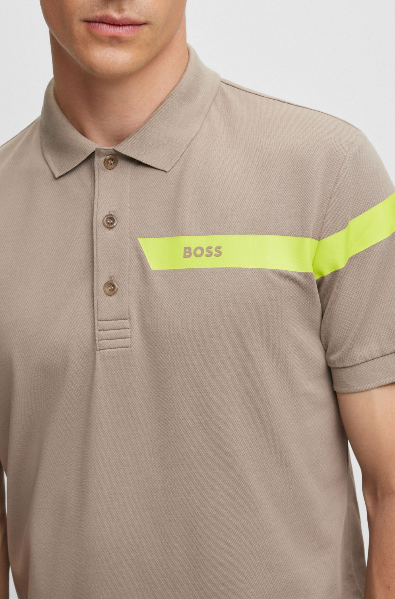 BOSS - スリムフィット ポロシャツ ライン＆ロゴ