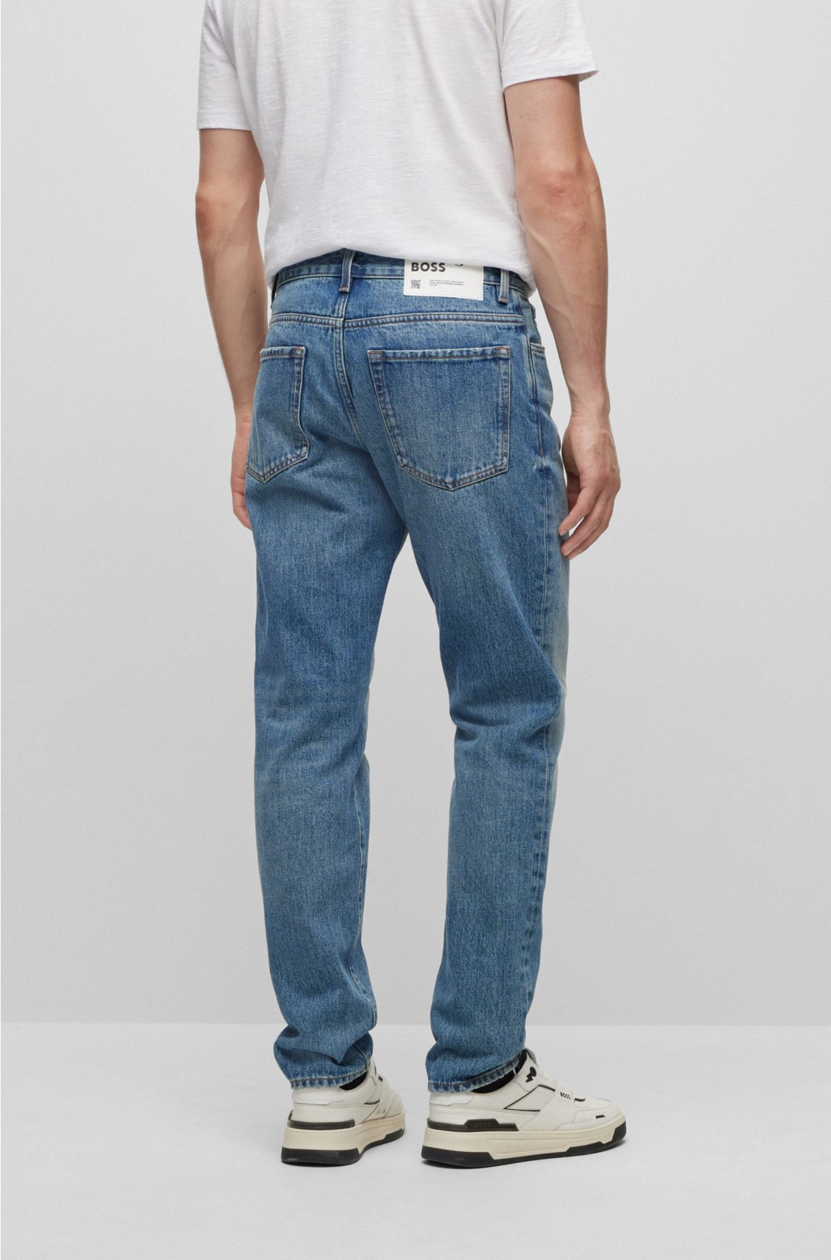 BOSS - Fully recyclable regular-fit jeans in blue rigid denim