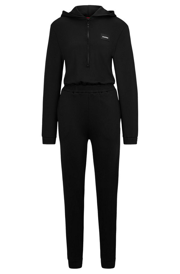 Relaxed-fit onesie with rubber-print logo, Black