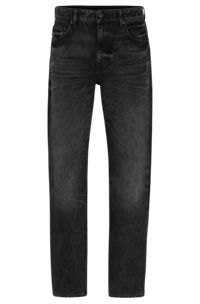 Schwarze Relaxed-Fit Jeans aus festem Denim, Dunkelgrau