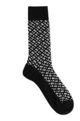 BOSS - Regular-length socks with silver-effect monogram pattern