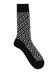 Regular-length socks with silver-effect monogram pattern, Black