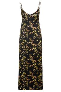 Ærmeløs kjole med blomsterprint og blondedetalje, Mønstret