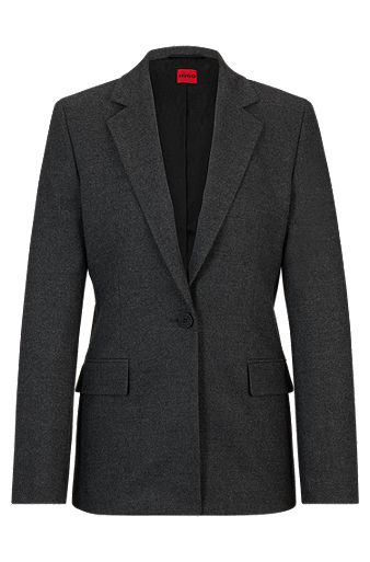 Regular-fit jacket with single-button closure, Dark Grey