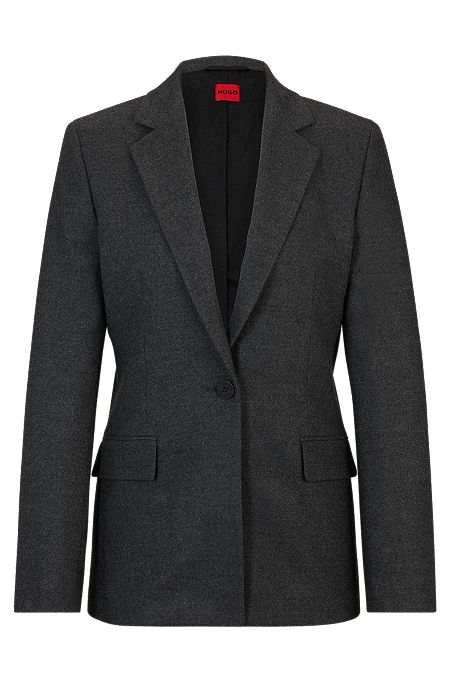 Regular-fit jacket with single-button closure, Dark Grey