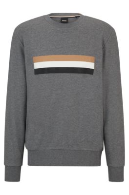 BOSS - Organic-cotton relaxed-fit sweatshirt with signature stripe