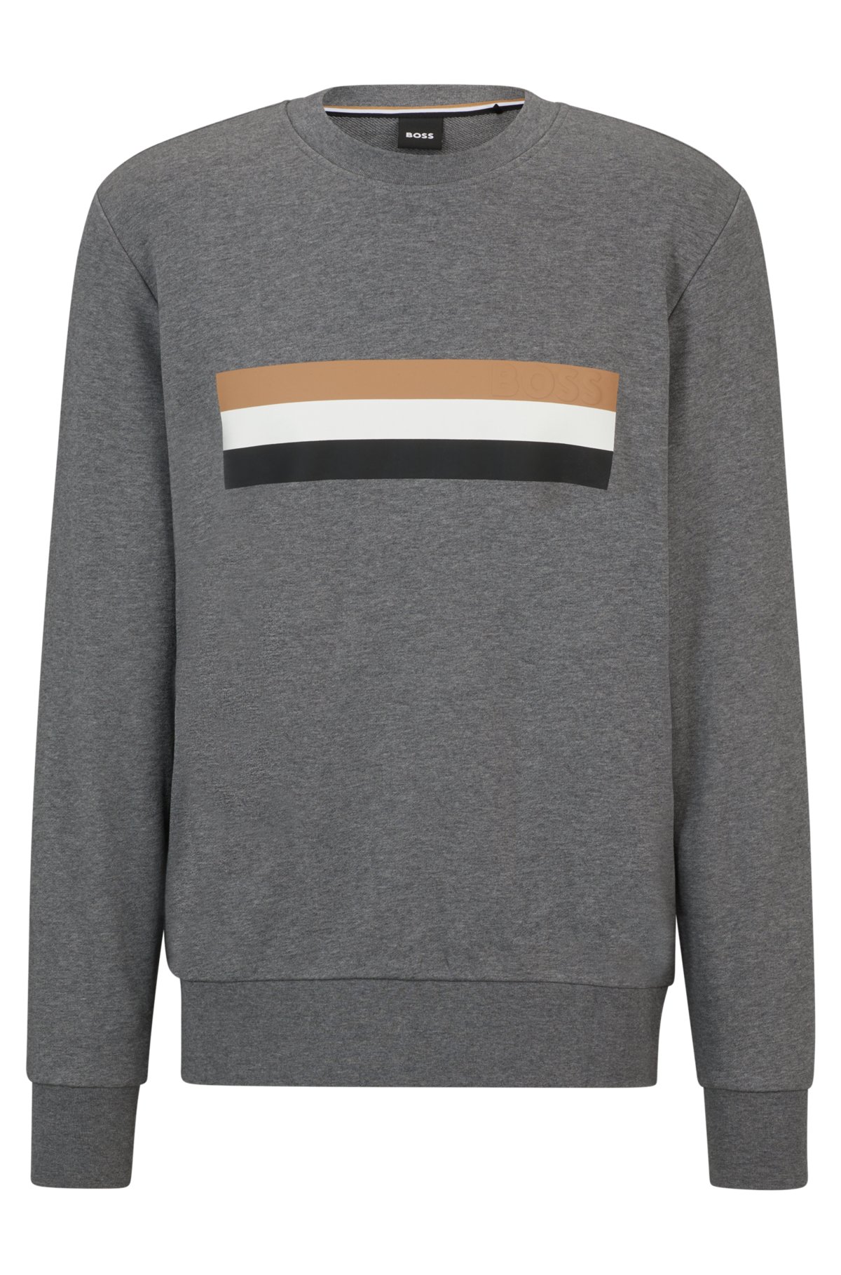 Organic-cotton relaxed-fit sweatshirt with signature stripe, Grey