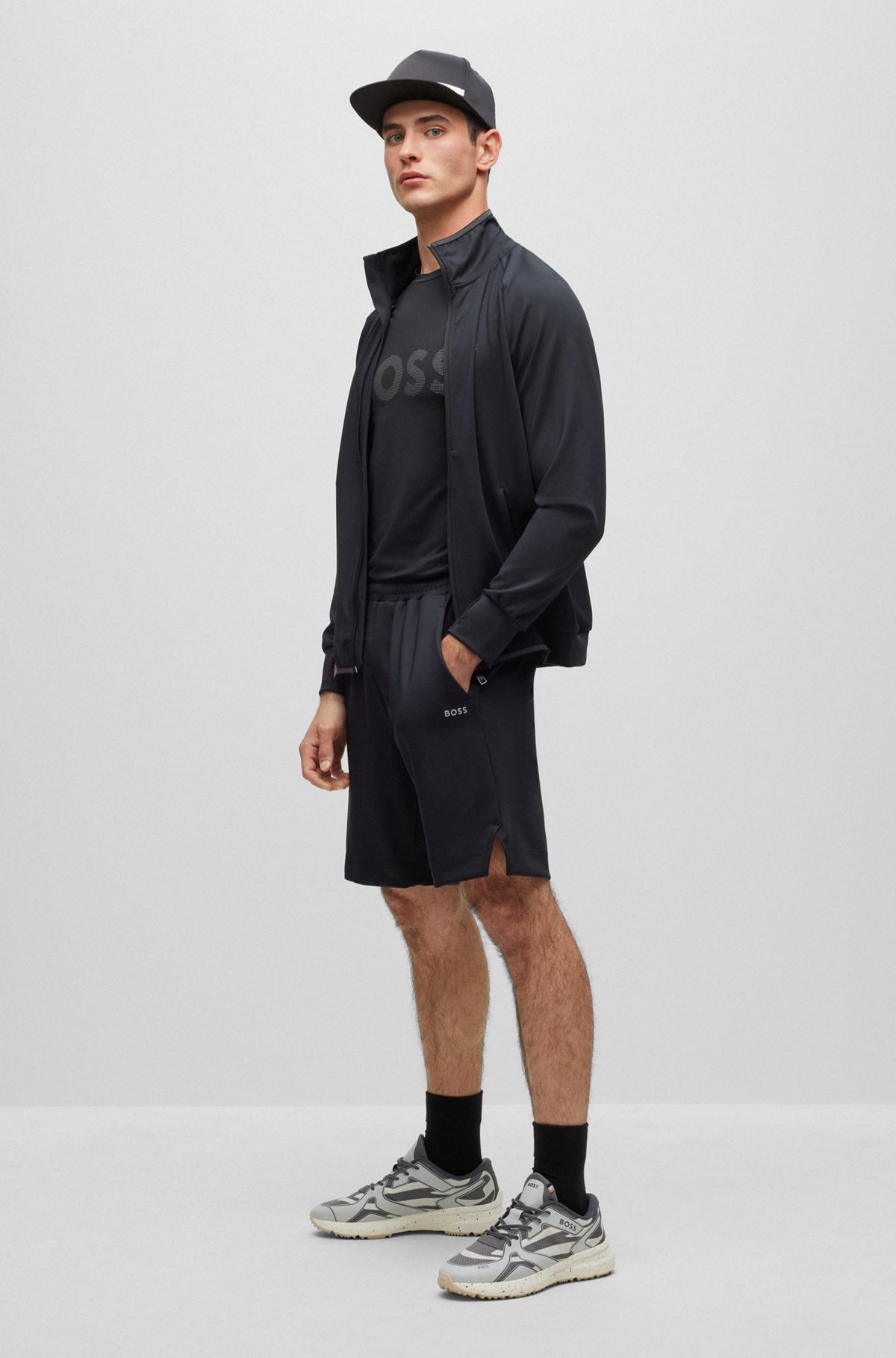 Regular-fit shorts with rear zip pocket, Black