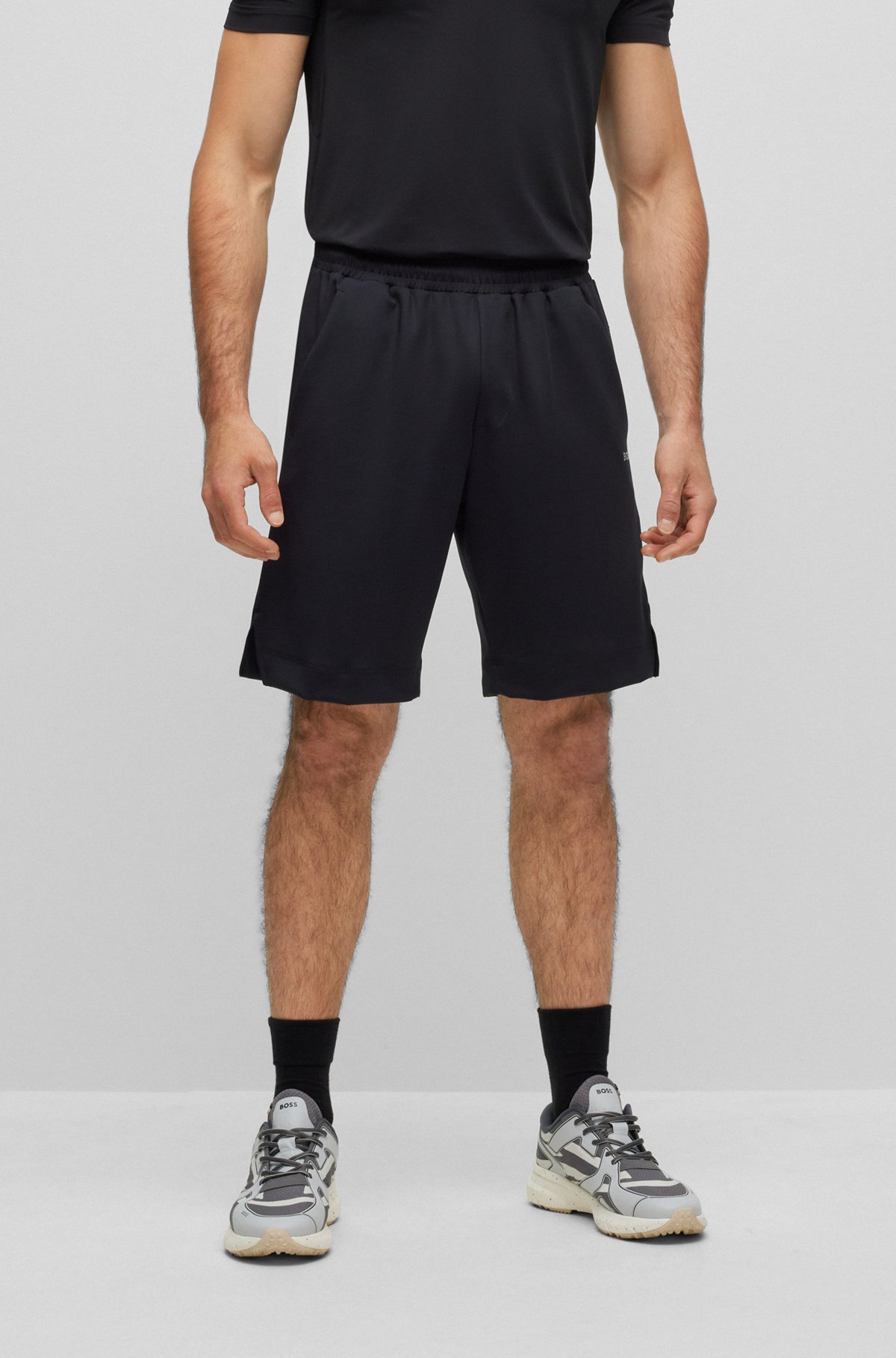 Regular fit shorts med lynlåslomme bagpå, Sort