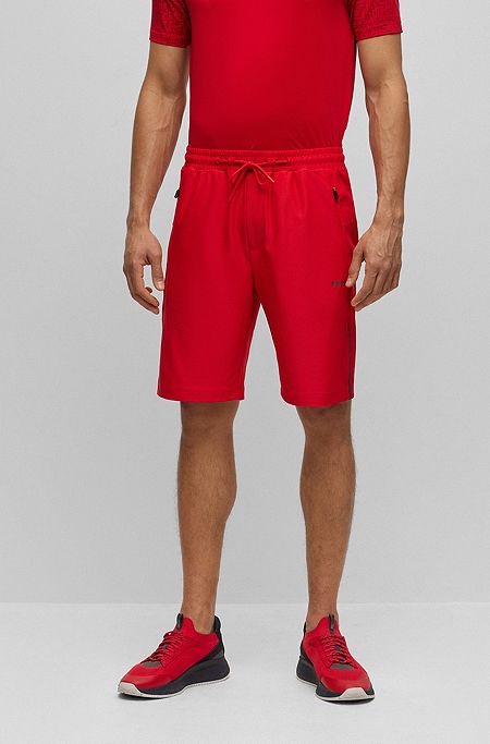 Regular-Fit Shorts mit dekorativem reflektierendem Muster, Rot