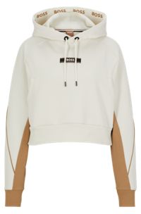 BOSS x Alica Schmidt hoodie met logo’s en contrasterende inzetten, Wit