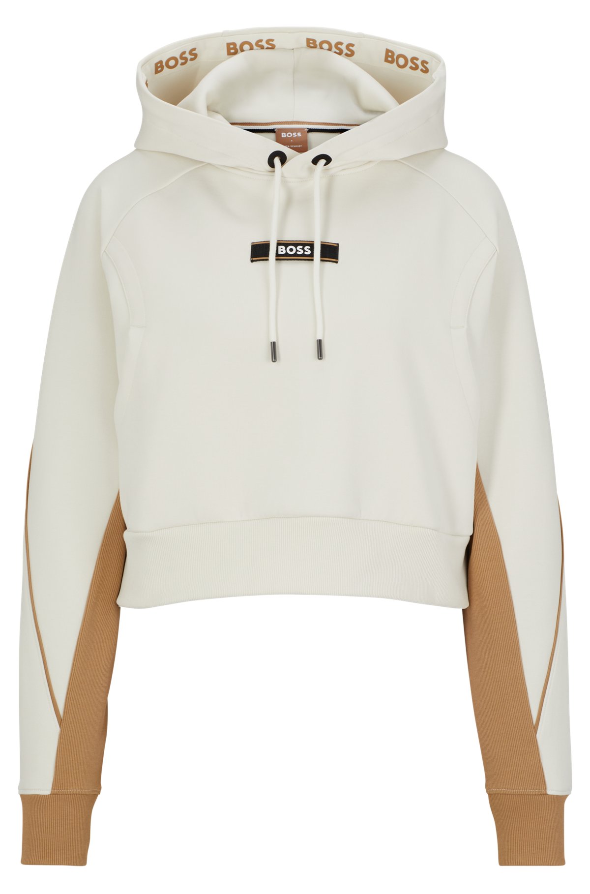 BOSS x Alica Schmidt hoodie with logos and contrast inserts, White