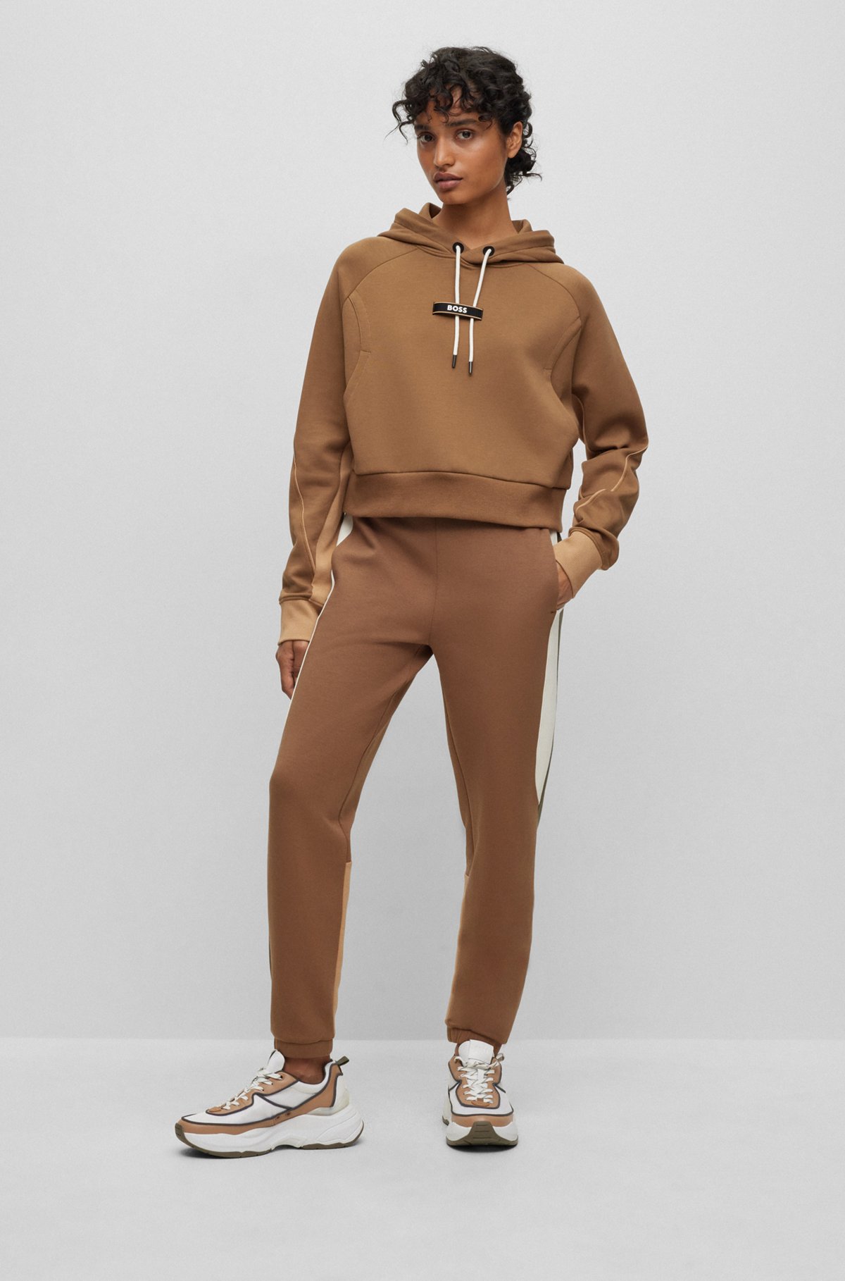 BOSS x Alica Schmidt relaxed-fit tracksuit bottoms with contrasts, Brown