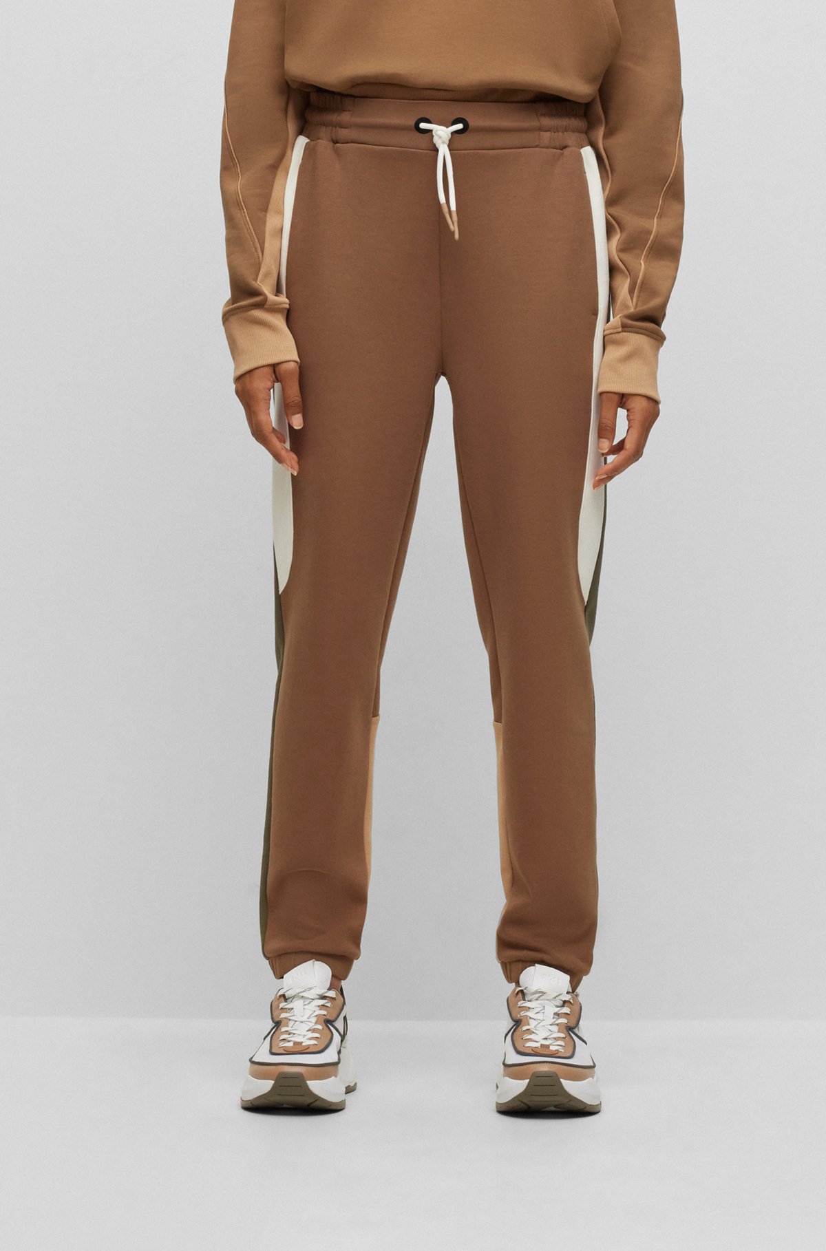 BOSS x Alica Schmidt relaxed-fit tracksuit bottoms with contrasts, Brown