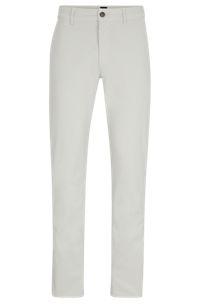 Slim-fit trousers in stretch-cotton satin, Light Beige