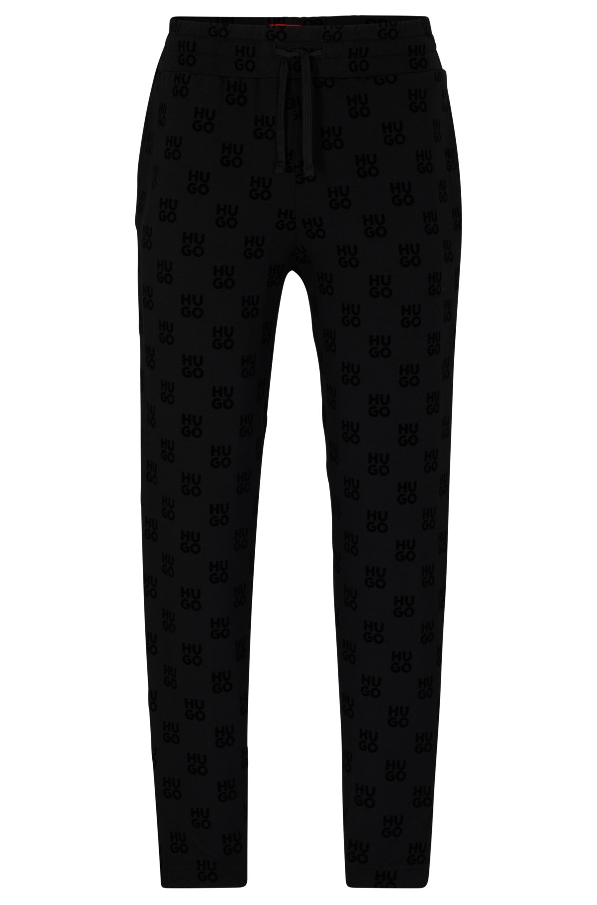 HUGO - Straight-leg tracksuit bottoms with flock-print stacked logos