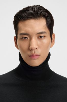 Rollneck sweater in cashmere, Black