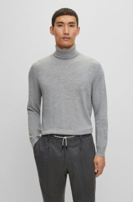 Modern Grey Turtleneck Sweaters for Men by HUGO BOSS