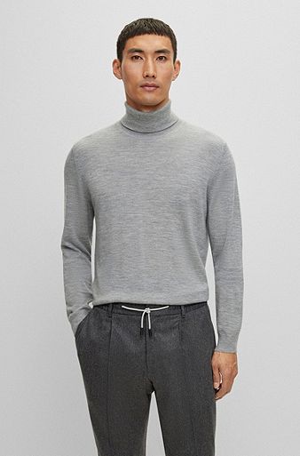 Rollneck sweater in cashmere, Grey