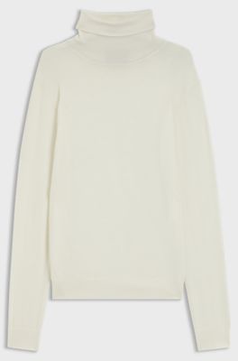 Rollneck sweater in cashmere, Natural