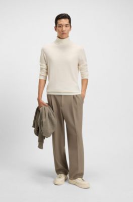 Rollneck sweater in cashmere, Natural