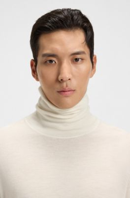 Rollneck sweater in cashmere, Natural