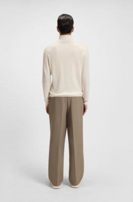 Rollneck sweater in cashmere, Natural