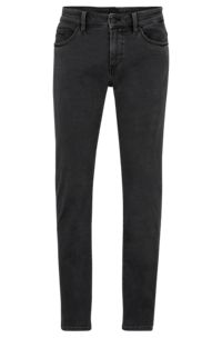Slim-Fit Jeans aus schwarzem Stretch-Denim, Dunkelgrau