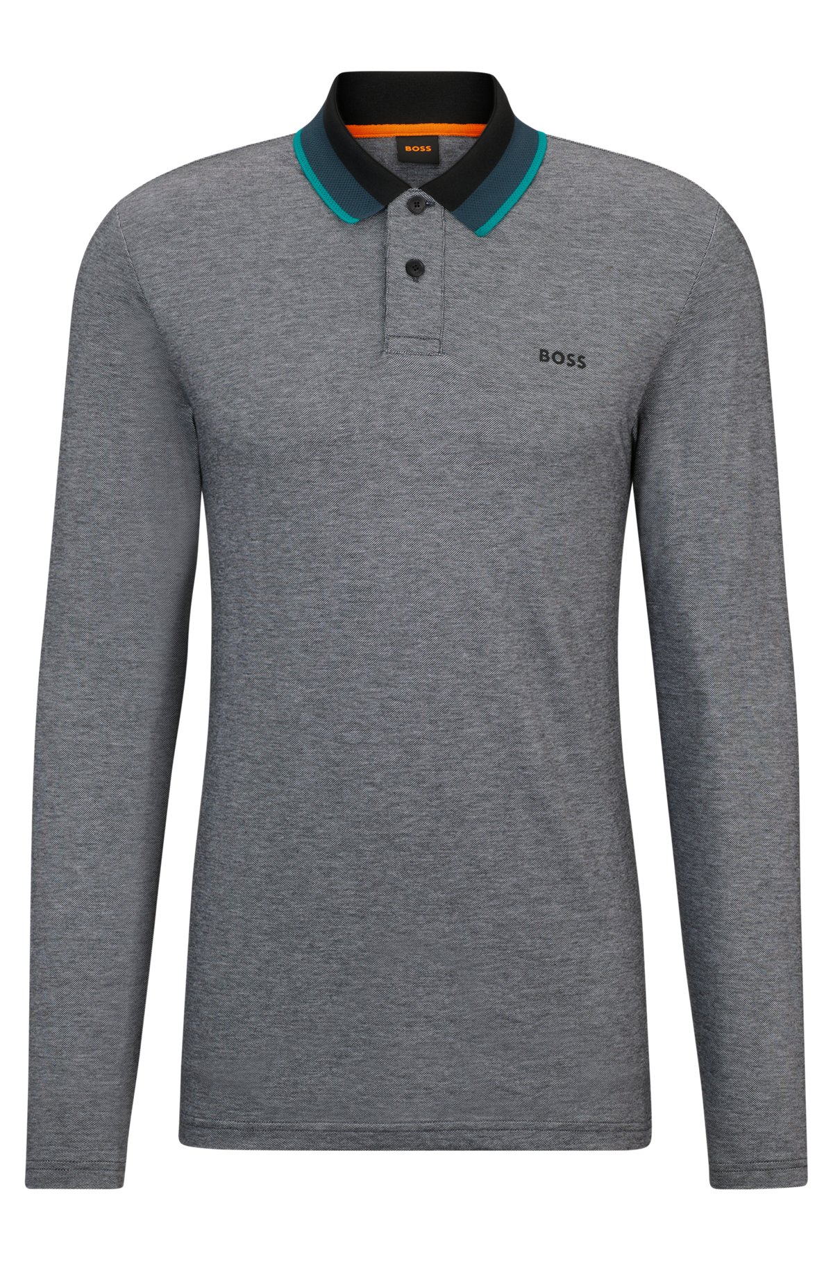 Cotton-piqué polo shirt with logo print, Dark Grey