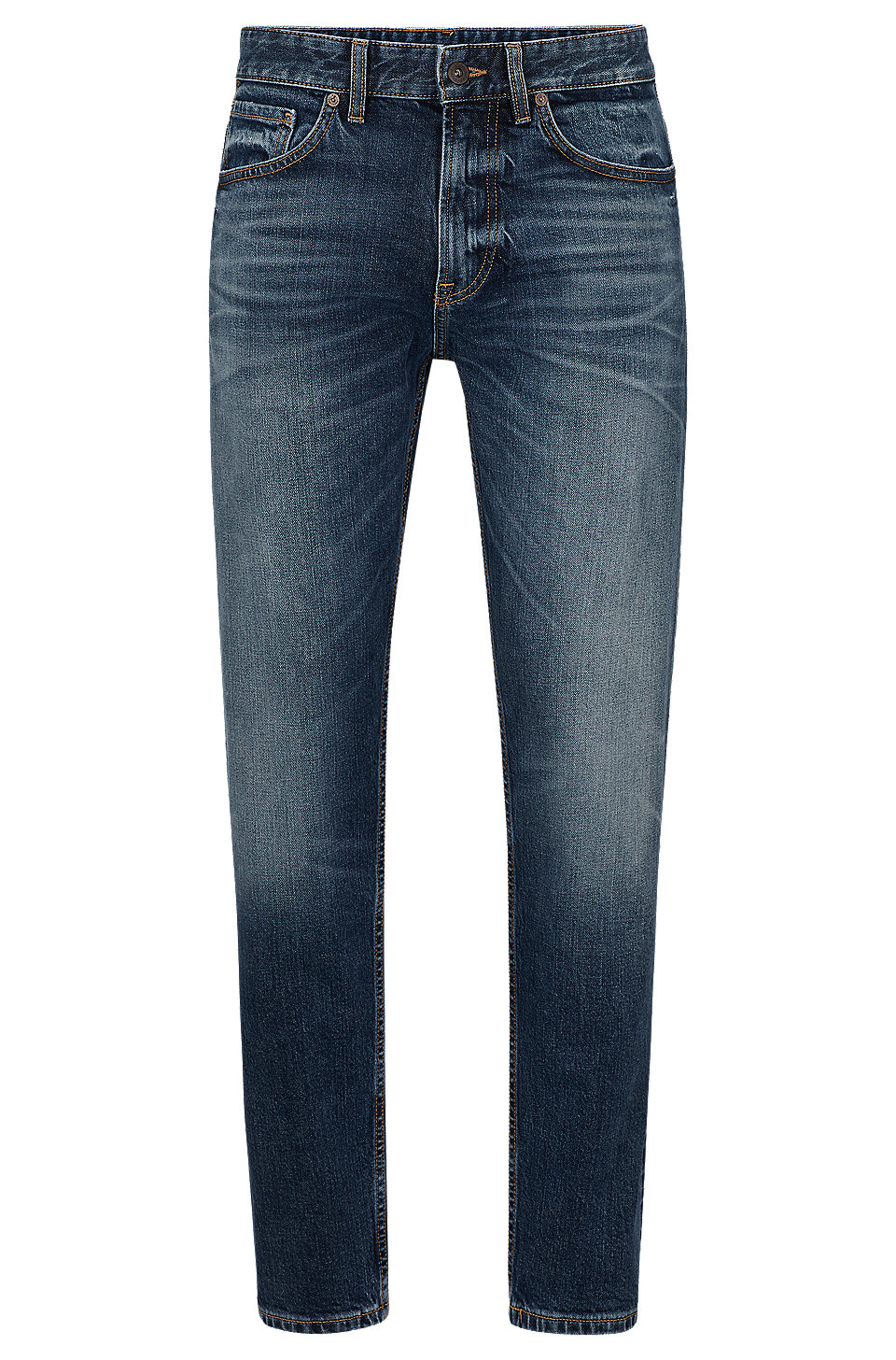 BOSS - Regular-fit jeans in blue Italian selvedge denim