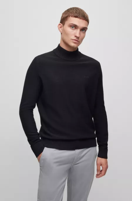 Wool-blend rollneck sweater with embroidered logo